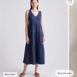 Quince Organic Cotton Gauze Tiered Maxi Dress
